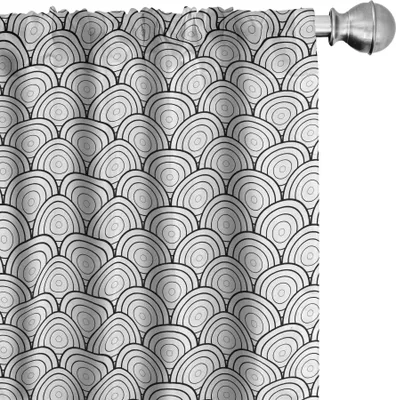 Immagine prodotto di ABAKUHAUS Tende geometriche, tende, antiche tende orientali marocchine con motivi circolari ispirati alle onde del mare, 2 pezzi 75 x 225 cm, bianco e nero