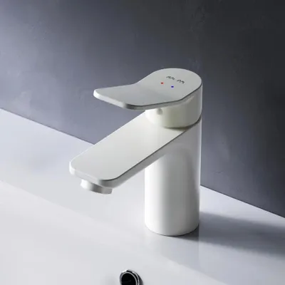 Produktbild von Wasserhahn Bad Weiss Waschtischarmatur Bad Armatur Mischbatterie Waschbeckenarmatur Einhebelmischer Badezimmer