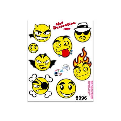 Produktbild von Aufkleber Emoji Set 14 x 16 cm zum Personalisieren von Helm, Auto oder Motorrad