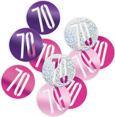 Produktbild von Konfetti rosa & silber Zahl 70