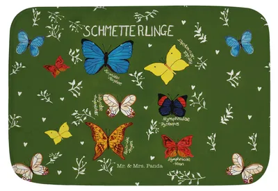 Produktbild von Mr. & Mrs. Panda Badteppich Schmetterlinge - Geschenk, Blumen Motiv, Dekoration, Teppich Fürs Bad, Badvorleger, Badematte, duschmatte, Schmetterling, Duschvorleger