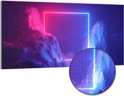 Produktbild von DEQORI Hybrid Leinwand Bild 100x50 cm 'Kosmische Canyonreise' Wandbild Glas flach modern