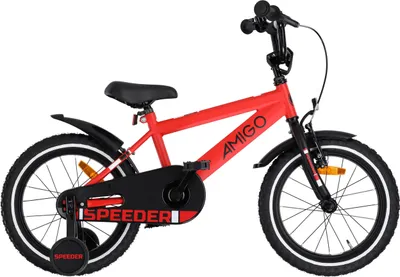 Produktbild von AMIGO Kinderfahrräder Jungen Speeder 16 Zoll 27 cm Jungen Rücktrittbremse Rot/Schwarz