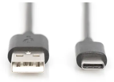Productafbeelding van DIGITUS AK-300154-010-S: USB 2.0-aansluitkabel, USB-C naar USB-A, 1,0 meter