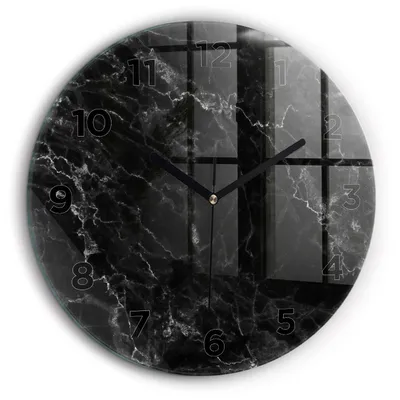 Produktbild von Wallfluent Große Wanduhr – Stilles Quarzuhrwerk - Uhr Dekoration Wohnzimmer Schlafzimmer Küche - Zifferblatt - schwarze Zeiger - 60 cm - Dunkler Marmor