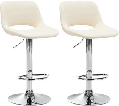 Produktbild von CLP 2er Set Barhocker Camden Kunstleder drehbar und höhenverstellbar creme Material Gestell Metall in Chromoptik
