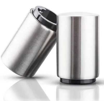 Produktbild von 2er Set Automatischer Flaschenöffner Edelstahl– Push-Down Bieröffner mit Magnet, Kapselheber ohne Beschädigung, Schneller Bar Öffner für Küche & Party