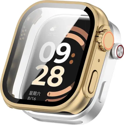 Immagine prodotto di Custodia con vetro protettivo per Xiaomi Redmi Watch 6, modello Ultra 3 Cover 9H Oro