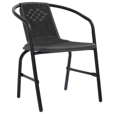 Immagine prodotto di Sedie da Giardino 2 pz Nere Plastica Stile Rattan Acciaio 110kg