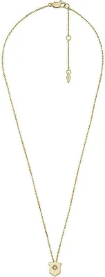 Produktbild von Fossil JF04351710 Damen Collier Schild Edelstahl Gold Weiß 45,5 cm