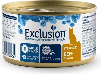 Produktbild von Exclusion Mediterraneo Noble Grain Sterilized Cat Rind 85 g Katzennassfutter