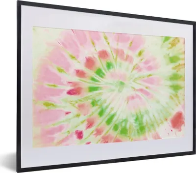 Produktbild von MuchoWow® Gerahmtes Poster Krawattenfärbung - Muster - Grün 40x30 cm - Poster mit Schwarzem Bilderrahmen Wandposter Rahmen Foto Bilder - Bilderrahmen - Poster im Rahmen