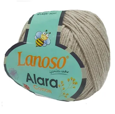 50g Strickgarn Alara Uni 50% Baumwolle graubeige