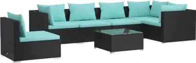Produktbild von vidaXL 7-tlg. Garten-Lounge-Set mit Kissen Poly Rattan Schwarz