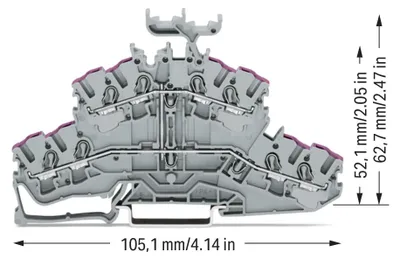 Produktbild von WAGO Doppelstockklemme 2002-2438 4-Leiter 0,25-2,5(4)mm grau