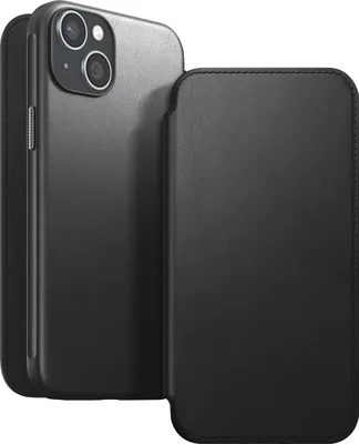 Produktbild von Nomad, Folio-Hülle für iPhone 15 Plus Magsafe mit Kartenhalter aus modernem Leder, Schwarz
