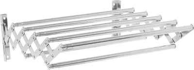 Produktbild von Wand-Wäschetrockner - Wandmontage - Edelstahl - Ausziehbar und klappbar - 7 Stangen - Tragkraft 40 kg - Breite 42–80 cm, Tiefe 12,5–31,5 cm - Silber
