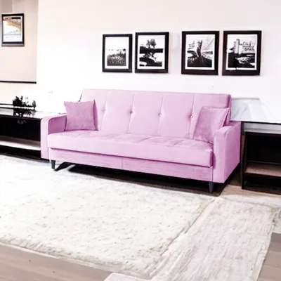 Image de Canapé Luna Canapé-lit de style scandinave, canapé avec fonction couchage et coffre de rangement, canapé rembourré pour salon 213 cm Couleur : Paris 148 – rose