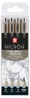 Produktbild von Sakura Pigma Micron Fineliner-Set farbsortiert 0,25 + 0,45 + 0,60 mm, 4 St.