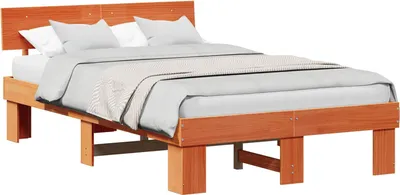 Image de vidaXL Cadre de lit brun cireux 120 x 190 cm Pin massif