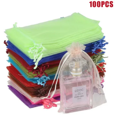 Produktbild von 100pcs Organzabeutel Organzasäckchen Säckli Beutel Geschenkbeutel Schmuckbeutel 10*15cm