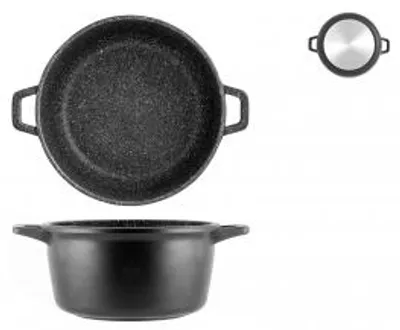 Produktbild von H&H Bratentopf, hoch, antihaftbeschichtet, Steinbeschichtung, Induktionsboden, 20 cm Durchmesser