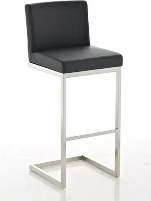Zdjęcie produktu dla Stołek barowy In And OutdoorMatch modny Brannon - Z oparciem - Zestaw 1 - Ergonomiczny - Stołki barowe do kuchni lub stołówki - Czarny - Wysokość siedziska 77 cm