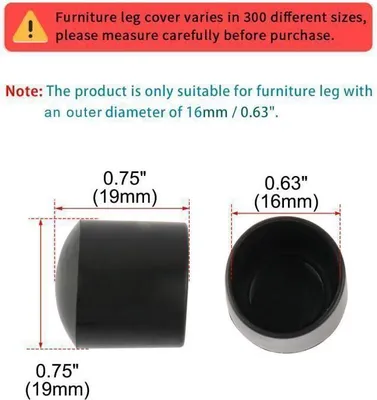 Produktbild von 24 Stück Stuhlbeinkappen, Möbelrohrbeingleiter, rutschfeste PVC-Schutzkappen, 16 mm