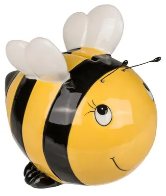 Image de Boîte en céramique en forme d'abeille, avec couvercle et clé.