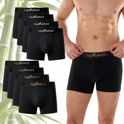 Produktbild von Luxurizz Bambus Boxershorts Herren 8er Pack, Schwarz, Größe L