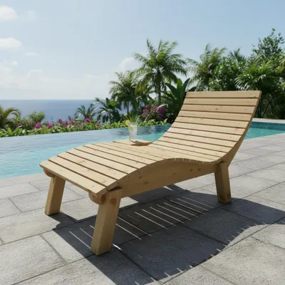 Produktbild von Holzliege Wellenliege Gartenliege Relaxliege "Liege-Franzi" (Lärche) Breite 90cm Einstiegshöhe 50cm mit Füßen