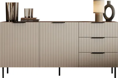 Produktbild von MIRJAN24 Sideboard Almera SR01, Stilvoll Wohnzimmer, Sideboard mit zwei Drehtüren (Farbe: Nuss Warmia / Cashmere)