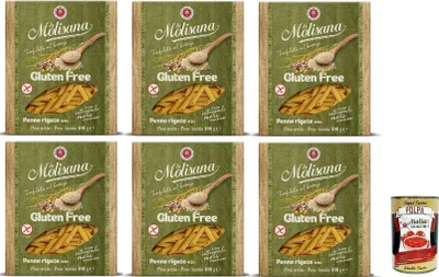 Produktbild von La Molisana, Penne Rigate n. 20 Senza Glutine, Nudeln Gluten -freie Pasta und Bronzezeichnung mit Vollreis, Mais und Quinoa, Kochzeit 10 Minuten, 6x 400 g + Italian Gourmet polpa 400g