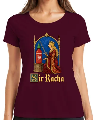 Immagine prodotto di Maglietta da donna con scritta "Sir Racha Sriracha Hot Sauce Königin Schwert Statement", colore bordeaux, taglia M