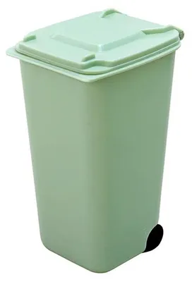 Produktbild von Mini Mülleimer für Schreibtisch - Tischmülleimer mit Deckel - Rechteckiger Kunststoff - Kleiner Haushaltsabfalleimer - Umweltfreundlich - Hellgrün