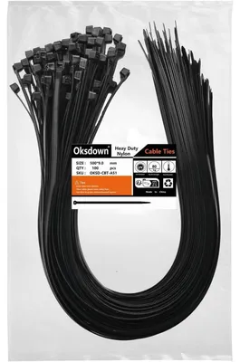 Produktbild von Kabelbinder 500mm x 9,0mm Schwarz 100 Stück UV-Beständig 80 kg Zugfestigkeit Nylon