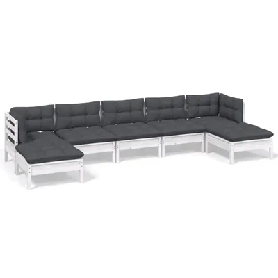 Obrázek produktu pro vidaXL 7dílná zahradní lounge souprava s polštáři Bílé borovicové dřevo