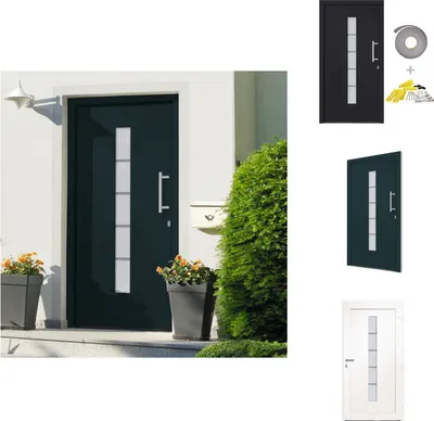 Productafbeelding van vidaXL Voordeur, aluminium en PVC, antraciet, 110x210 cm - Voordeuren