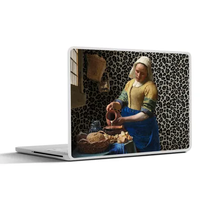 Produktbild von MuchoWow® Laptop Aufkleber Sticker Cover Milchmädchen - Kunst - Pantherdruck - Vermeer - Gemälde - Alte Meister 32.5x23.5 cm - Sticker für Laptop - Selbstklebend