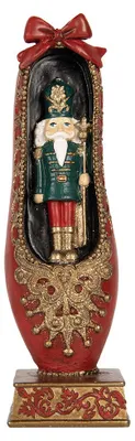 Obrázek produktu pro Dekorativní vánoční figurka "Nutcracker" od Clayre & Eef, rozměry 6x6x19 cm, červená barva, plast