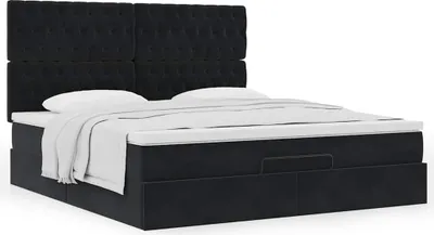 Produktbild von Maison Exclusive - Ottoman-Bett mit Matratzen Schwarz 160x200 cm Samt