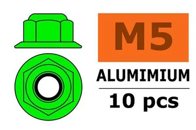 Produktbild von GForce GF-0401-051 Aluminium Sechskantmutter Selbstsichernd M5 Mit Bund Grün 10 St