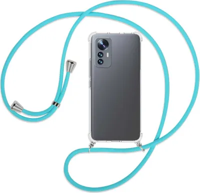 Produktbild von Handykette Backcover-Schutzhülle mit Band (Metall silberfarben) für Xiaomi 12 Lite - türkis