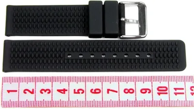 Produktbild von Minott Uhrenarmband 18mm aus weichem Silikon schwarz gleichlaufend, Schließe:Silbern