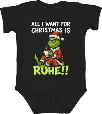Produktbild von All I want for Christmas is Ruhe weihnachtsgrinch sarkastisch Unisex Baby Body, Schwarz, 0/3