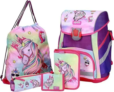Produktbild von SCOOLSTAR EINHORN SCHULRANZEN SET MÄDCHEN 1 KLASSE | SET 5 TEILIG | ERGONOMISCH und ANATOMISCH |inkl. Sportbeutel, Federmäppchen, Schlamper, Geldbörse