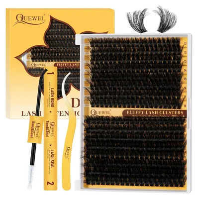 Produktbild von DIY Wimpern-Extensions Set 320 Stück 80D+100D, Cluster Lashes mit Kleber & Pinzette, 12-18mm