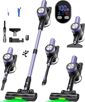 Produktbild von Kabelloser Staubsauger, starke Saugkraft, selbststehendes Design, Lila, EU