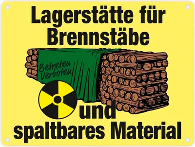 Produktbild von Lagerstätte für Brennstäbe - Brennholzlager Metallschild in 15x20 cm in Gelb
