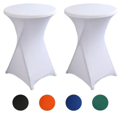 Produktbild von 2er-Set Stehtisch Hussen Ø 80 x 110 cm Weiß mit Fußverstärkung